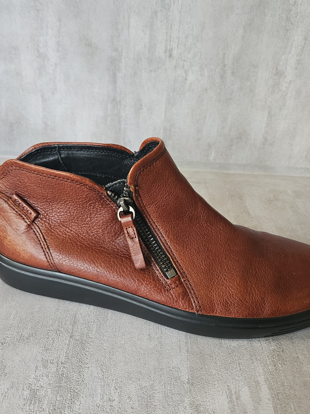 ECCO Soft 7 Cognac Brown Leather Zip Ankle Booties Size 40 / US 9 - Picture 14 of 16